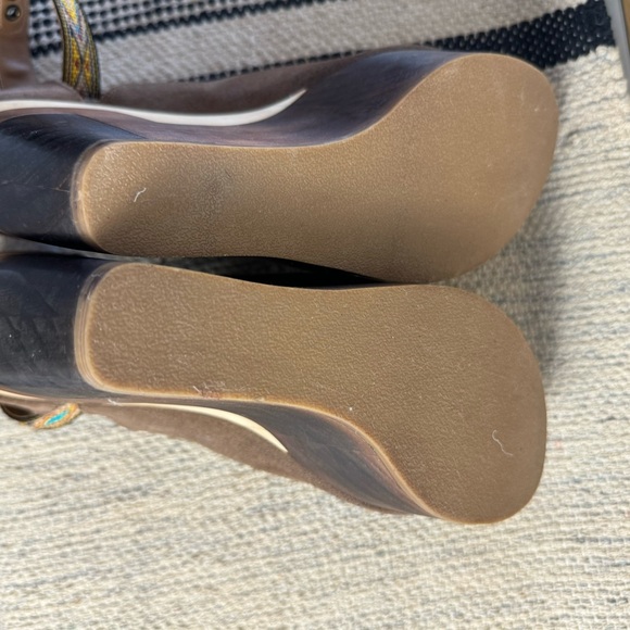 Inkkas Bohemian Wood Wedge High Heels Leather Upper Size 10W - Picture 8 of 10